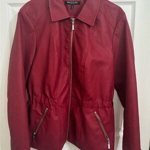 Preloved Baccini Women's Vibrant Red Leather Jacket